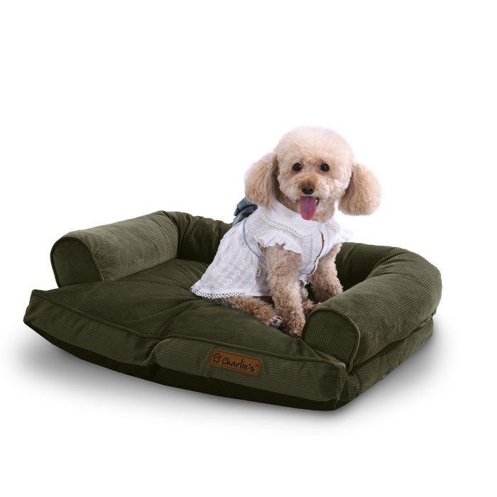 Ripley Corduroy Pet Sofa Bed - Green Charlie's Pet Products
