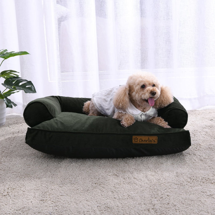 Ripley Corduroy Pet Sofa Bed - Green Charlie's Pet Products