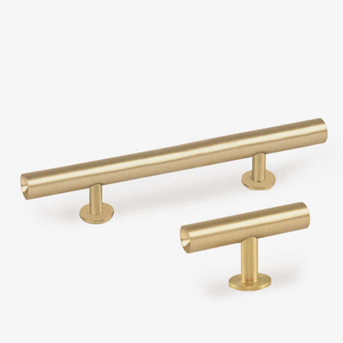5" Round Bar Pull - Brushed Brass / Brushed Brass