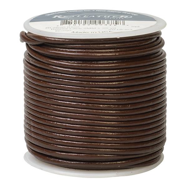 Round Leather Lace, 2 mm x 25 yards
