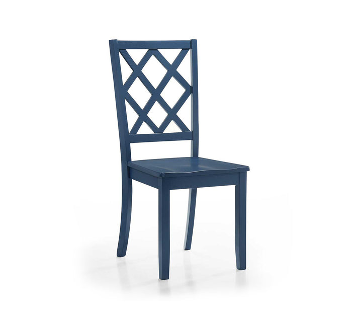 Sandpiper 3 Piece Round Drop Leaf Storage Dining Set with Blue Side Chairs