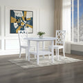 Sandpiper 3 Piece Round Drop Leaf Storage Dining Set with White Side Chairs