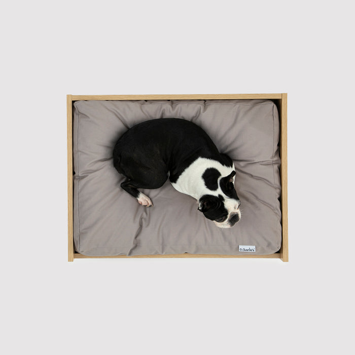 Scandi Elevated Bed with Natural Frame & Grey Mattress Charlie's Pet Products