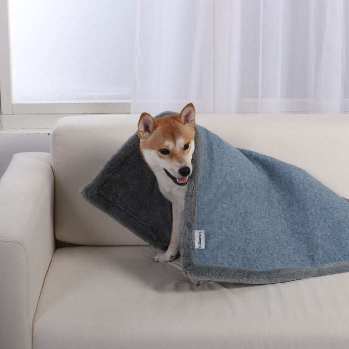 Sensory Double-sided Faux Fur Pet Blanket - Blue/Grey Charlie's Pet Products