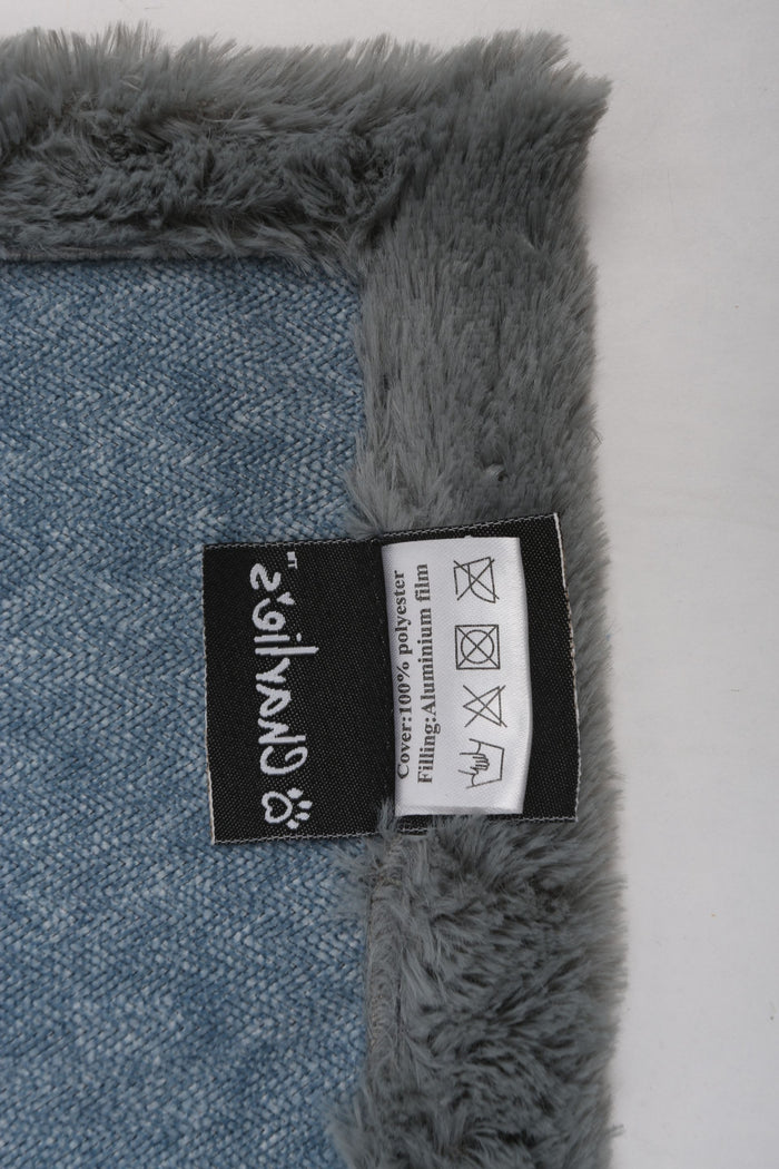 Sensory Double-sided Faux Fur Pet Blanket - Blue/Grey Charlie's Pet Products