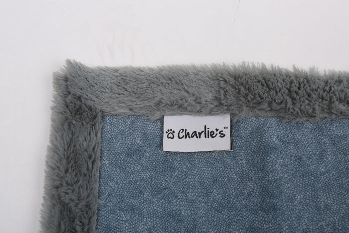 Sensory Double-sided Faux Fur Pet Blanket - Blue/Grey Charlie's Pet Products