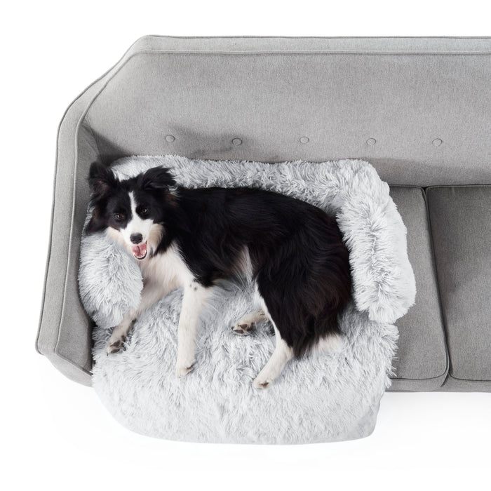 Shaggy Faux Fur Bolster Sofa Protector Pet Bed - Arctic Grey Charlie's Pet Products