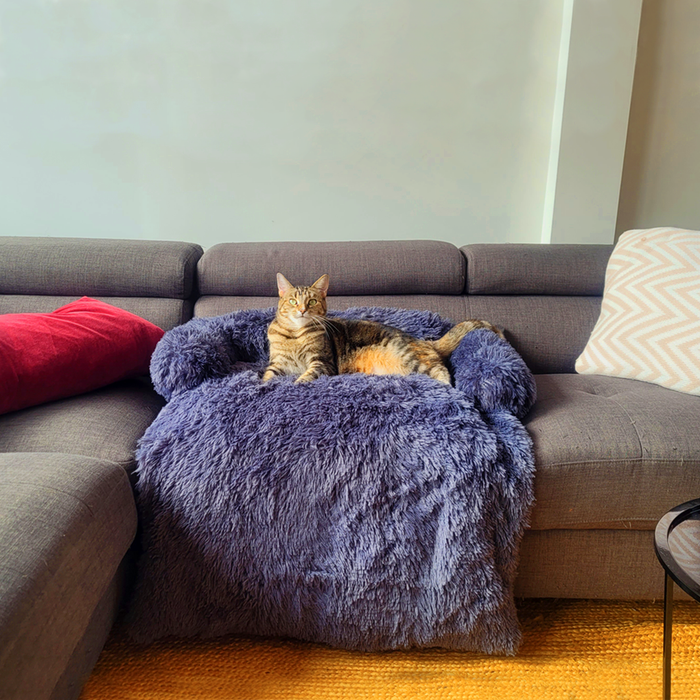 Shaggy Faux Fur Bolster Sofa Protector Pet Bed - Charcoal Charlie's Pet Products