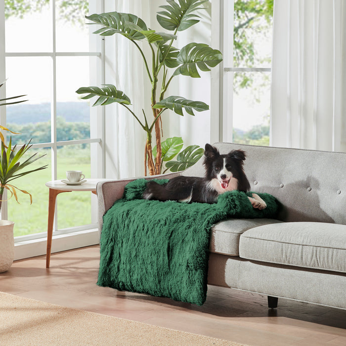 Shaggy Faux Fur Bolster Sofa Protector Pet Bed - Eden Green Charlie's Pet Products