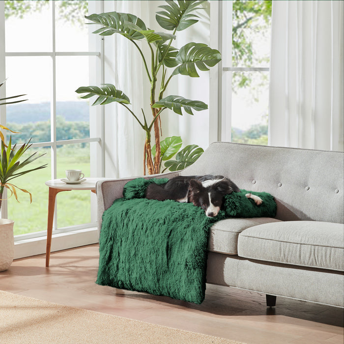 Shaggy Faux Fur Bolster Sofa Protector Pet Bed - Eden Green Charlie's Pet Products