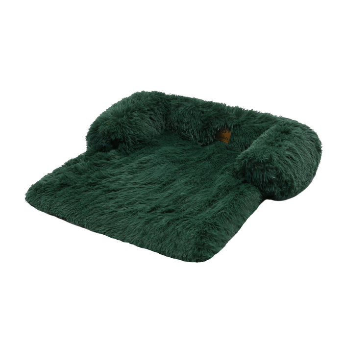 Shaggy Faux Fur Bolster Sofa Protector Pet Bed - Eden Green Charlie's Pet Products