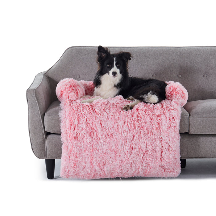 Shaggy Faux Fur Bolster Sofa Protector Pet Bed - Ombre Pink Charlie's Pet Products