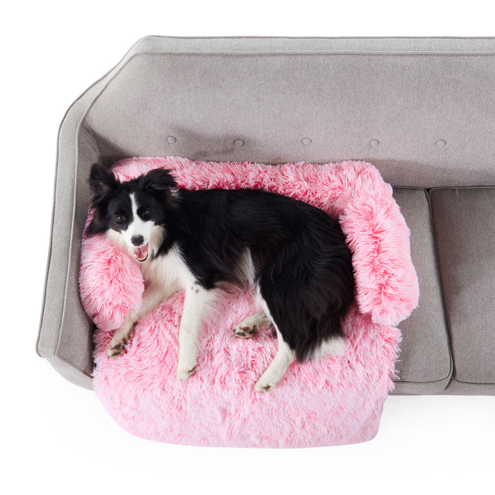 Shaggy Faux Fur Bolster Sofa Protector Pet Bed - Ombre Pink Charlie's Pet Products