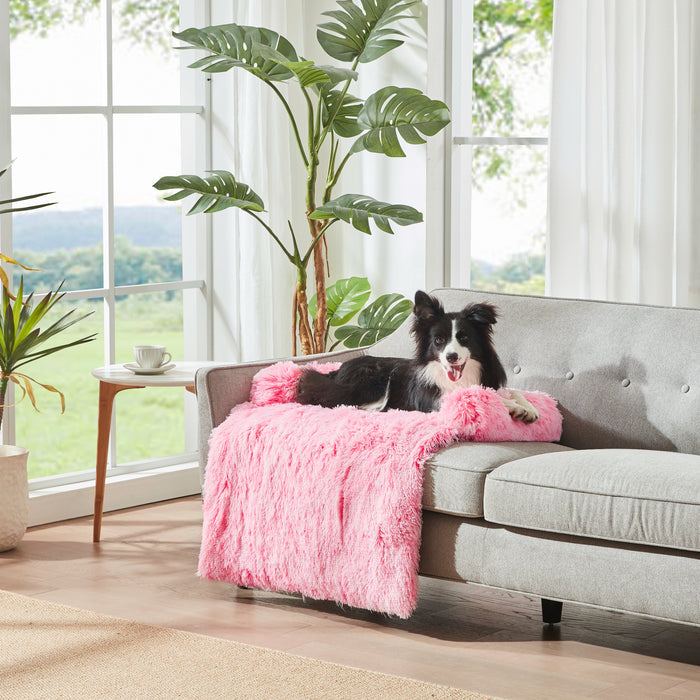 Shaggy Faux Fur Bolster Sofa Protector Pet Bed - Ombre Pink Charlie's Pet Products