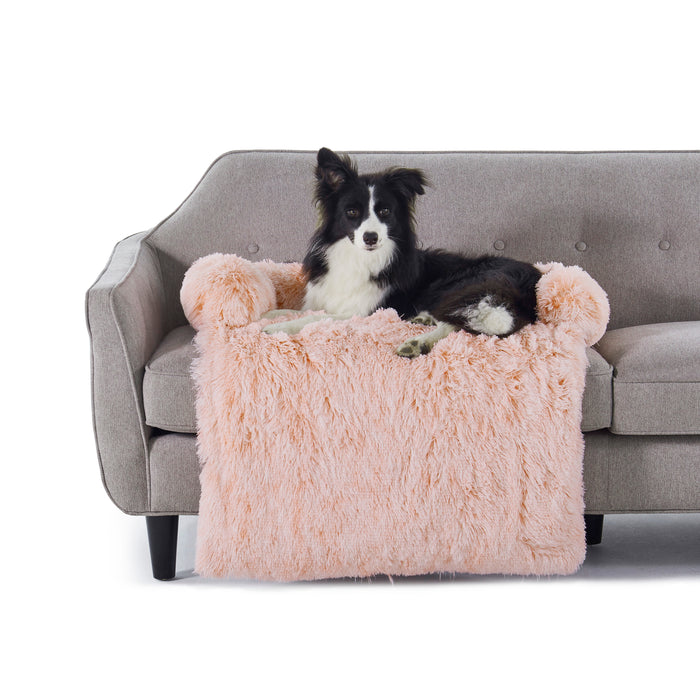 Shaggy Faux Fur Bolster Sofa Protector Pet Bed - Soft Beige Charlie's Pet Products