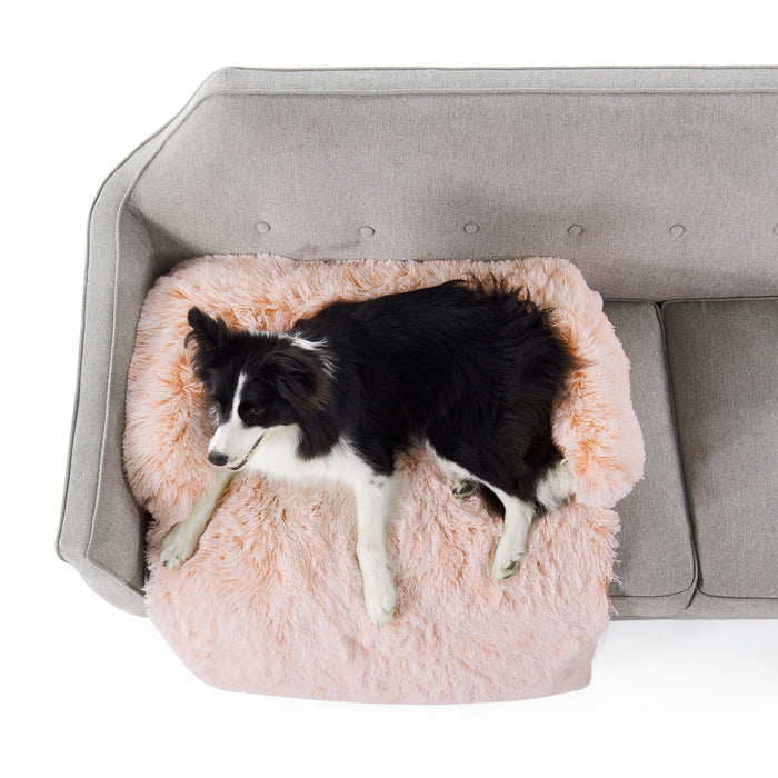 Shaggy Faux Fur Bolster Sofa Protector Pet Bed - Soft Beige Charlie's Pet Products