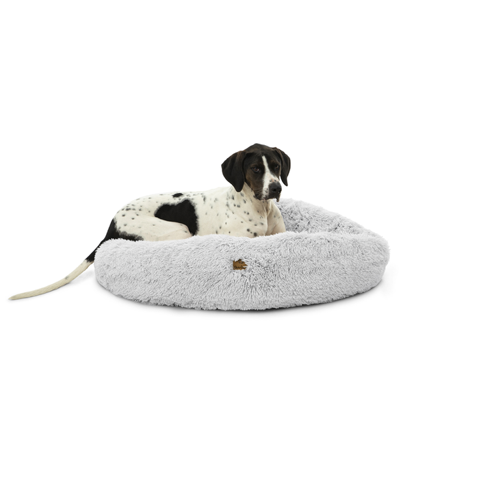 Shaggy Faux Fur Donut Calming Pet Nest Bed - Artic White Chinchilla Charlie's Pet Products
