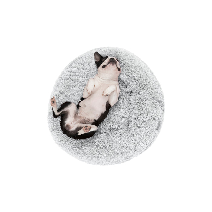 Shaggy Faux Fur Donut Calming Pet Nest Bed - Artic White Chinchilla Charlie's Pet Products