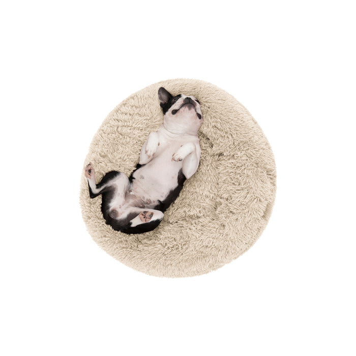 Shaggy Faux Fur Donut Calming Pet Nest Bed - Cream Chinchilla Charlie's Pet Products