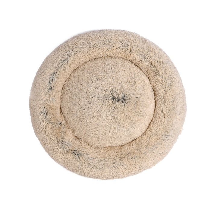 Shaggy Faux Fur Donut Calming Pet Nest Bed - Cream Chinchilla Charlie's Pet Products
