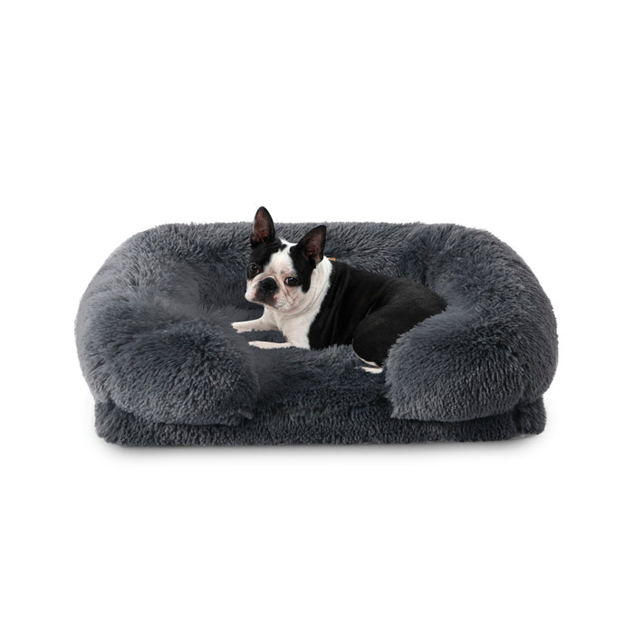 Shaggy Faux Fur Memory Foam Sofa Bed - Charcoal Charlie's Pet Products