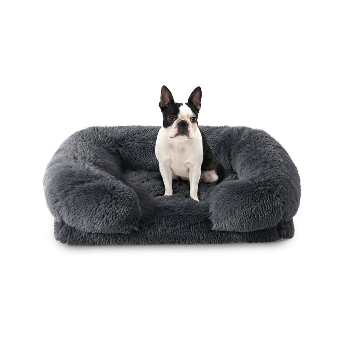 Shaggy Faux Fur Memory Foam Sofa Bed - Charcoal Charlie's Pet Products