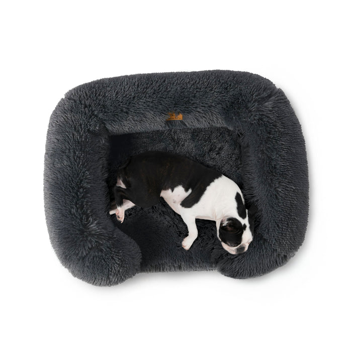 Shaggy Faux Fur Memory Foam Sofa Bed - Charcoal Charlie's Pet Products
