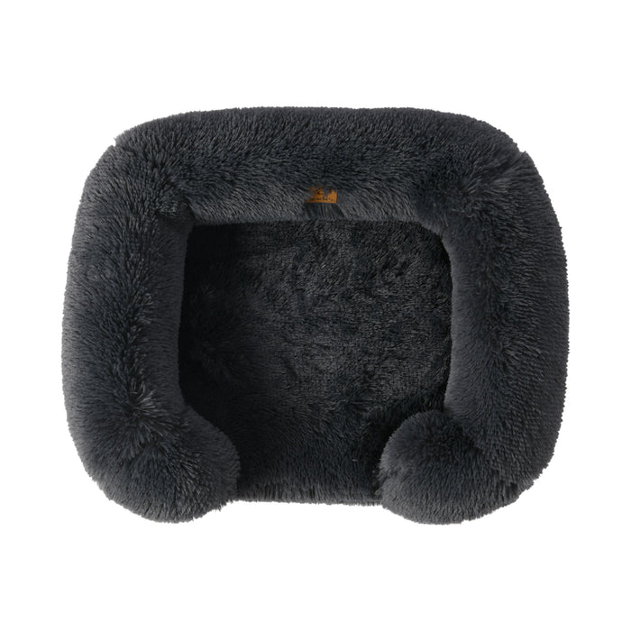 Shaggy Faux Fur Memory Foam Sofa Bed - Charcoal Charlie's Pet Products