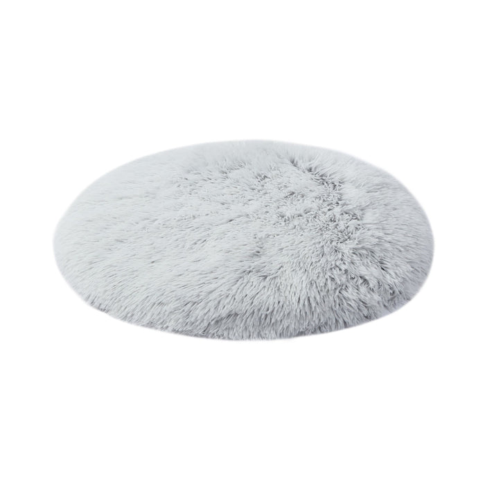 Shaggy Faux Fur Round Padded Lounge Mat - Arctic Grey Charlie's Pet Products