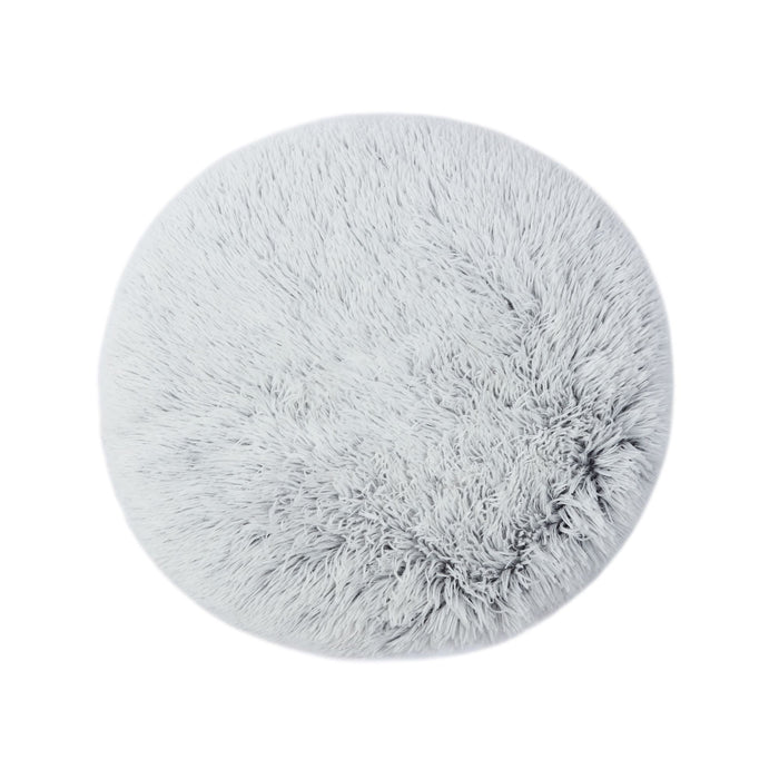 Shaggy Faux Fur Round Padded Lounge Mat - Arctic Grey Charlie's Pet Products