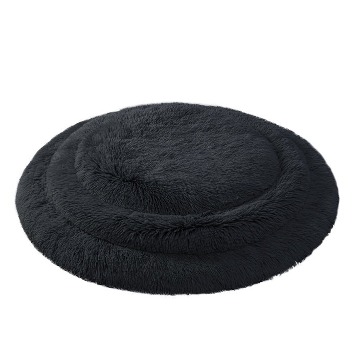 Shaggy Faux Fur Round Padded Lounge Mat - Charcoal Charlie's Pet Products
