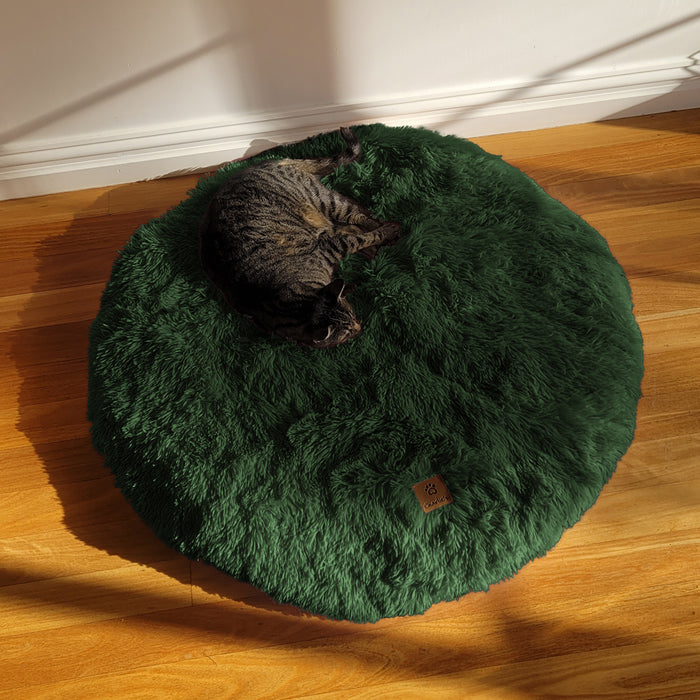 Shaggy Faux Fur Round Padded Lounge Mat - Eden Green Charlie's Pet Products
