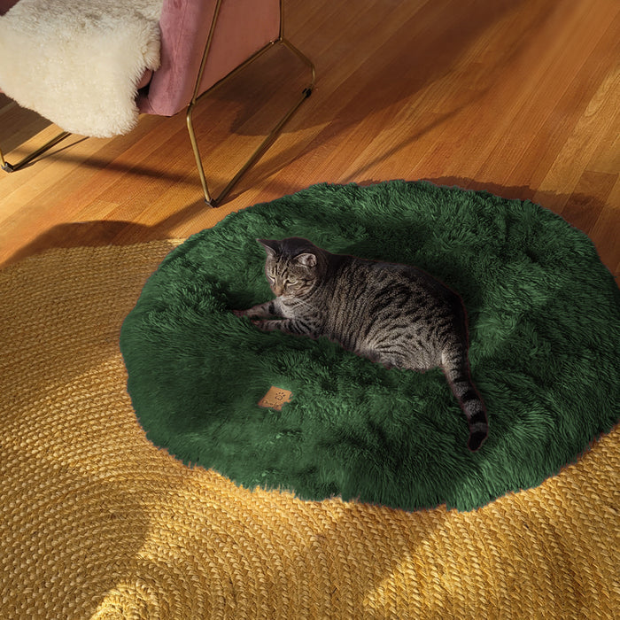 Shaggy Faux Fur Round Padded Lounge Mat - Eden Green Charlie's Pet Products