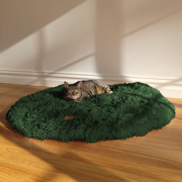 Shaggy Faux Fur Round Padded Lounge Mat - Eden Green Charlie's Pet Products