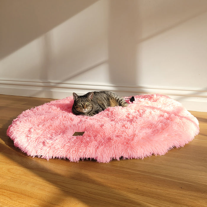 Shaggy Faux Fur Round Padded Lounge Mat - Ombre Pink Charlie's Pet Products