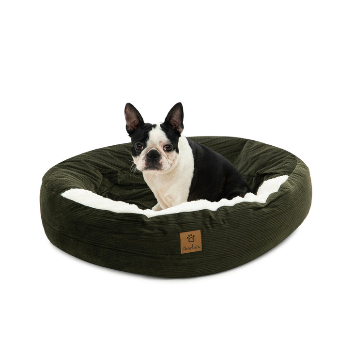 Snookie Hooded Pet Bed in Corduroy - Dark Olive Green Charlie's Pet Products