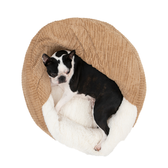 Snookie Hooded Pet Bed in Corncob - Iced Coffee Brown Charlie's Pet Products