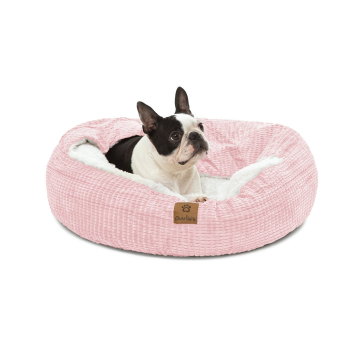Snookie Hooded Pet Bed in Corncob - Pink Charlie's Pet Products