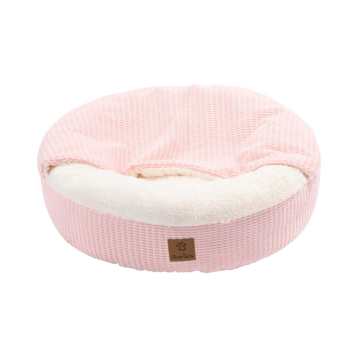 Snookie Hooded Pet Bed in Corncob - Pink Charlie's Pet Products