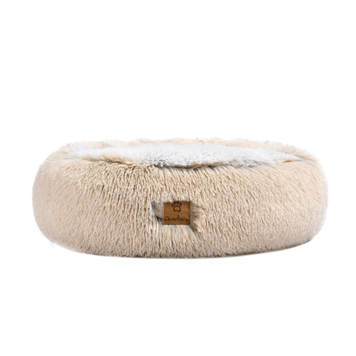 Snookie Hooded Pet Bed in Faux Fur - Cream/Artic White Charlie's Pet Products