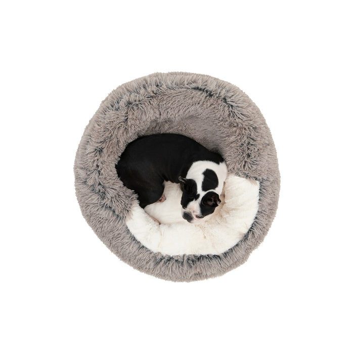 Snookie Hooded Pet Bed in Faux Fur - Grey Charlie's Pet Products
