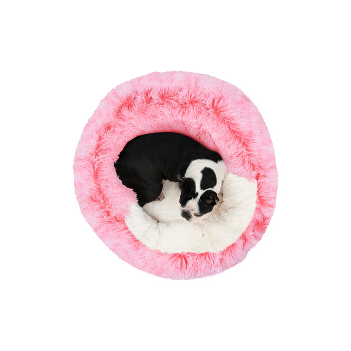 Snookie Hooded Pet Bed in Faux Fur - Ombre Pink Charlie's Pet Products