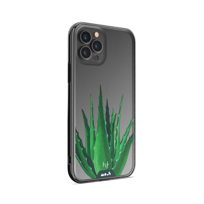 Clear Protective Phone Case Transparent Qi Wireless Charging Spiky Plant Aloe Vera Henry Fraser Design |