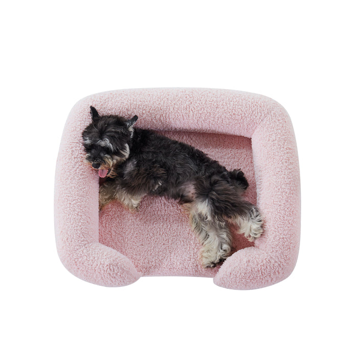 Teddy Fleece Memory Foam Sofa Pet Bed with Bolster - Pink Charlie's Pet Products