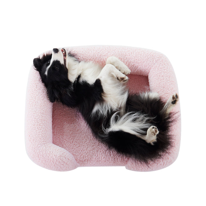 Teddy Fleece Memory Foam Sofa Pet Bed with Bolster - Pink Charlie's Pet Products