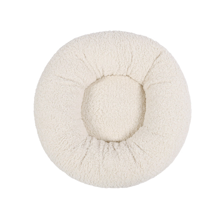 Teddy Fleece Round Donut Pet Bed - Cream Charlie's Pet Products