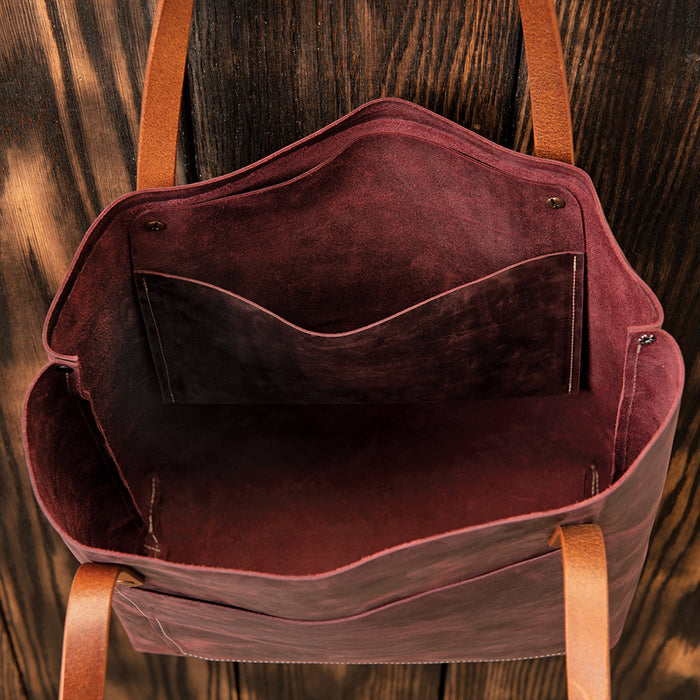 Weaver Leather Tote Bag Pattern, finished example