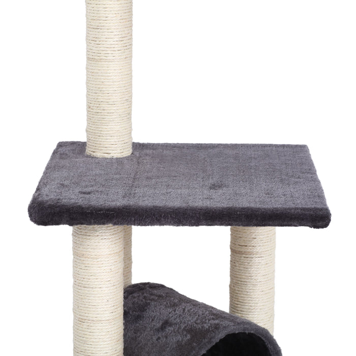 Tunnel 3-Tier Cat Tree with Mouse Toy - Charcoal Charlie's Pet Products