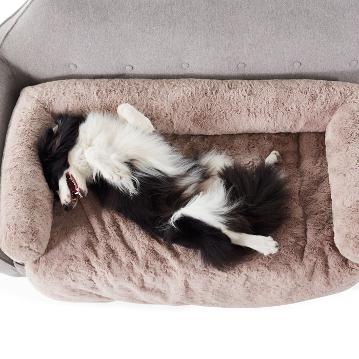 Shaggy Faux Fur Bolster Sofa Protector Calming Dog Bed Natural Charlie's Pet Products