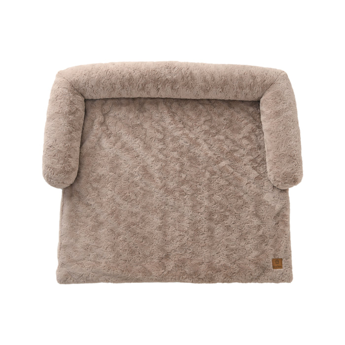 Shaggy Faux Fur Bolster Sofa Protector Calming Dog Bed Natural Charlie's Pet Products
